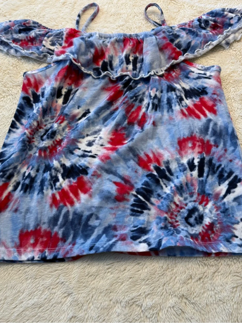 Place Girls Tie-Dye Skirt Set in Red, Blue & White